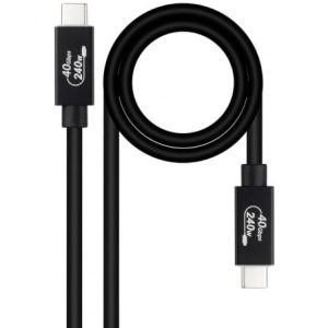 Cable USB 4.0 Nanocable 10.01.5001/ USB Tipo-C Macho – USB Tipo-C Macho/ Hasta 240W/ 40Gbps/ 1m/ Negro