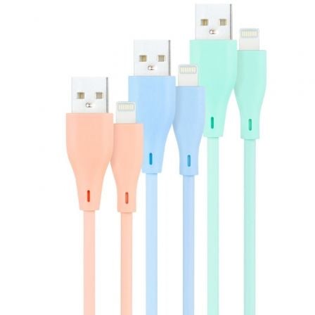 Cables USB 2.0 Lightning Nanocable 10.10.0401-A1/ USB Macho - Lightning Macho/ 1m/ 3 Unidades/ Rosa, Azul y Verde - Imagen 2