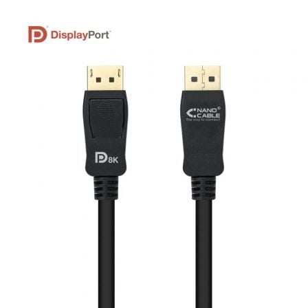 Cable DisplayPort 1.4 8K Nanocable 10.15.2502/ DisplayPort Macho - DisplayPort Macho/ 2m/ Certificado/ Negro - Imagen 3