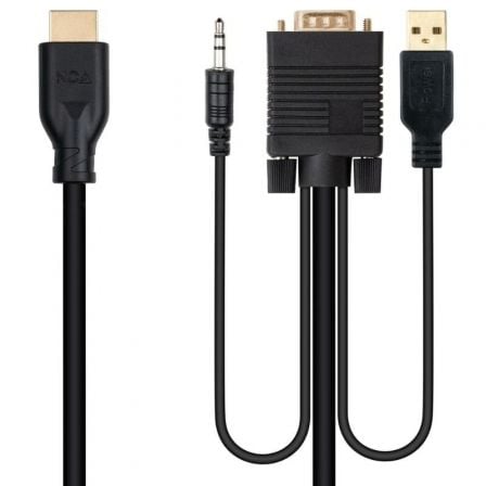 Cable Conversor Nanocable 10.15.4612/ HDMI Macho - VGA Macho/ Jack 3.5 Macho/ USB Macho/ 1.8m/ Negro - Imagen 4