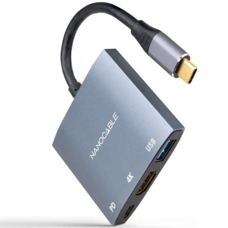Conversor Nanocable 10.16.4306 USB Tipo-C/ HDMI 4K Hembra - USB Hembra - USB Tipo-C PD/ 15cm/ Gris - Imagen 4