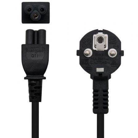 Cable Alimentación Trébol Nanocable 10.22.0302-L200/ Schuko Macho - C5 Hembra/ 2m/ Negro - Imagen 5