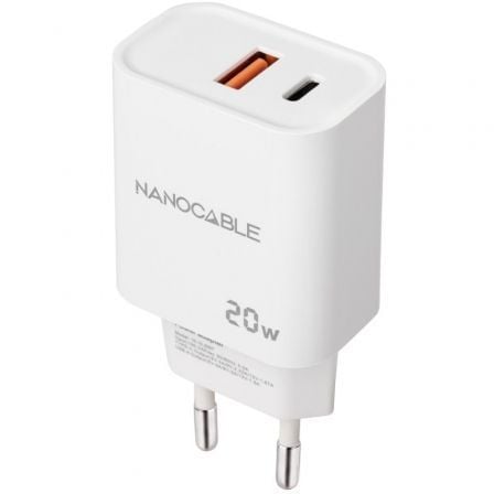 Cargador de Pared Nanocable 10.10.2007/ 1xUSB/ 1xUSB Tipo-C/ 20W/ Blanco - Imagen 3