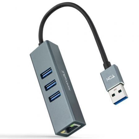 Hub USB 3.0 Nanocable 10.03.0407/ 3xUSB/ 1xRJ45/ Gris - Imagen 4