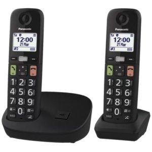 Teléfono Inalámbrico Panasonic KX-TGU112EXB/ Pack DUO/ Negro