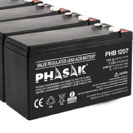Batería Phasak PHB 1207 compatible con SAI/UPS PHASAK según especificaciones - Imagen 5