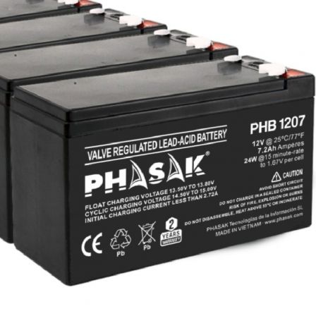 Batería Phasak PHB 1207 compatible con SAI/UPS PHASAK según especificaciones - Imagen 2