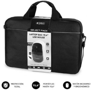 Maletín + Ratón Subblim Select Pack para Portátiles hasta 15.6″/ Cinta para Trolley/ Negro