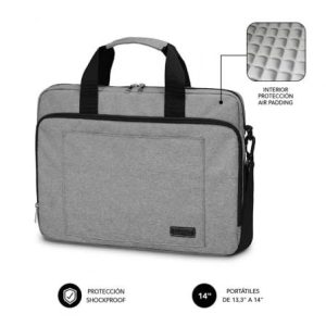 Maletín Subblim Air Padding Laptop Bag para Portátiles hasta 14″/ Cinta para Trolley/ Gris