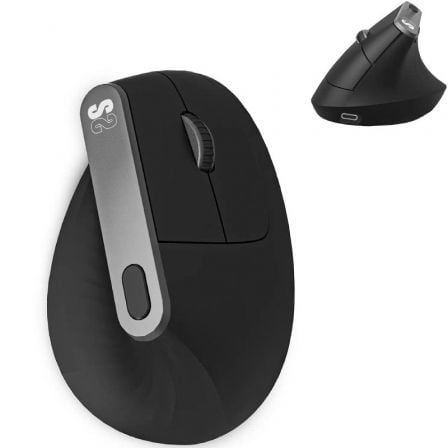 Ratón Ergonómico Inalámbrico Subblim Nature Vertical Ergo Dual Battery/ Batería Recargable/ Hasta 4000 DPI/ Negro - Imagen 2