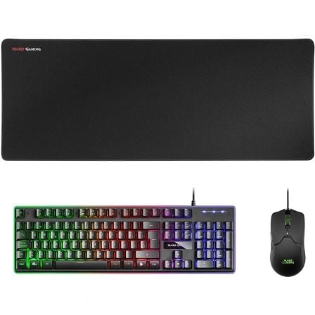 Pack Gaming Mars Gaming MCPX/ Teclado H-MECH + Ratón Óptico + Alfombrilla/ Negro - Imagen 2