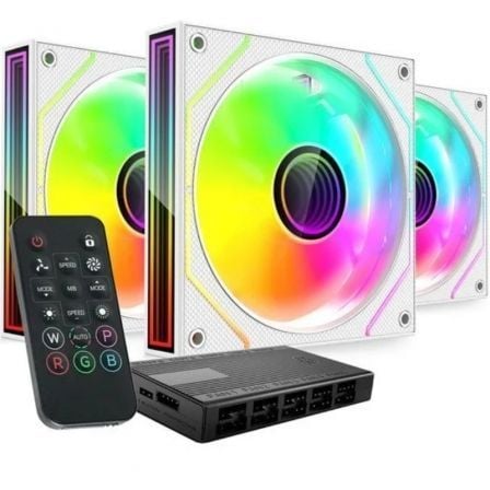 Pack 3 Ventiladores Mars Gaming MF-3DPROKIT/ 12cm + HUB + Mando a Distancia/ ARGB/ Blanco - Imagen 3