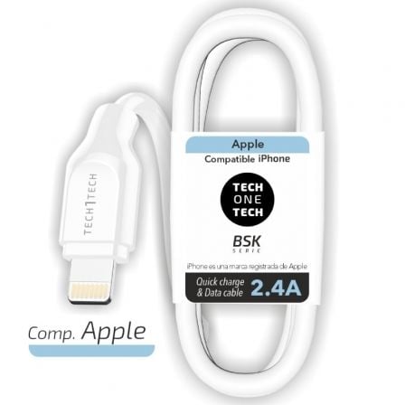 Cable USB 2.0 Lightning Tech One Tech TEC2902/ Lightning Macho - USB Macho/ 1m/ Blanco - Imagen 5