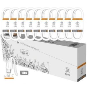 Pack 10 Cables USB 2.0 Tech One Tech Basik TEC2953/ USB Macho – USB Tipo-C Macho/ 1m/ Blanco