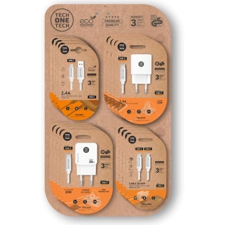 Expositor de Cargadores GaN y Cables Tech One Tech EKO 400801/ 4 ganchos/ Incluye 16 Productos - Imagen 3