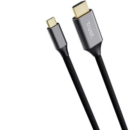 Cable Conversor HDMI 4K Trust CALYX/ USB Tipo-C Macho - HDMI Macho/ 2m/ Gris - Imagen 4
