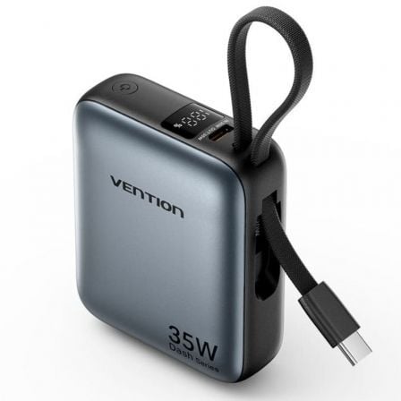 Powerbank 10000mAh Vention FHEH0/ 35W/ Gris/ Incluye Cable USB Tipo-C - Imagen 3