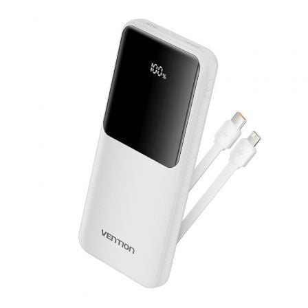 Powerbank 10000mAh Vention FHOW0/ 22.5W/ Blanca/ Incluye Cable USB Tipo-C y Lightning - Imagen 4