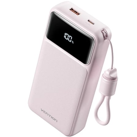 Powerbank 20000mAh Vention XGYP0-40-TY/ 22.5W/ Rosa/ Incluye Cable USB Tipo-C - Imagen 2