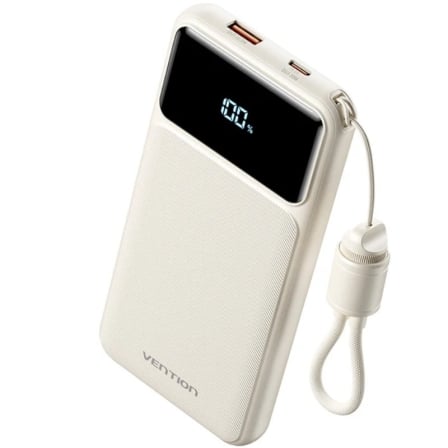 Powerbank 10000mAh Vention XGYW0-39-TY/ 22.5W/ Blanca/ Incluye Cable USB Tipo-C - Imagen 3