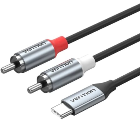 Cable Estéreo Vention BIKHF/ USB Tipo-C Macho - 2x RCA Macho/ 1m/ Gris - Imagen 2