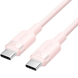 Cable USB 2.0 Tipo-C 3A Vention TRDPF/ USB Tipo-C Macho – USB Tipo-C Macho/ Hasta 60W/ 480Mbps/ 1m/ Rosa