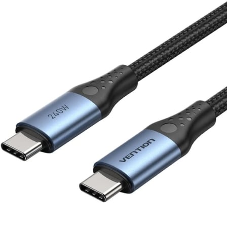 Cable USB 2.0 Tipo-C 5A Vention TREBD/ USB Tipo-C Macho - USB Tipo-C Macho/ Hasta 240W/ 480Mbps/ 50cm/ Azul y Negro - Imagen 2