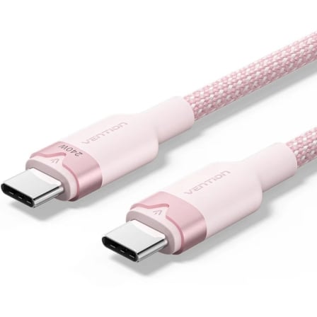 Cable USB 2.0 Tipo-C 5A Vention TRIPH/ USB Tipo-C Macho - USB Tipo-C Macho/ Hasta 240W/ 480Mbps/ 2m/ Rosa - Imagen 4