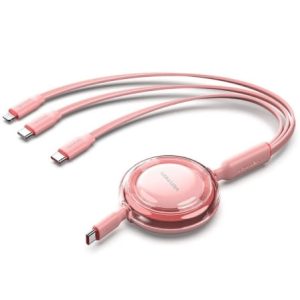Cable USB Tipo-C 2.0 5A Vention TRJPBE/ USB Tipo-C Macho – 3x USB Tipo-C Macho/ Hasta 100W/ 480Mbps/ 1.1m/ Rosa