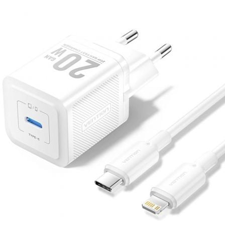 Cargador de Pared GaN Vention TZ-FEPW0-EU-02/ 1xUSB Tipo-C + Cable Lightning/ 20W - Imagen 5