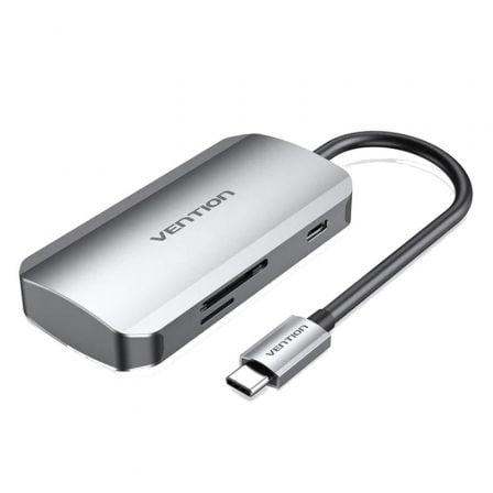 Docking USB Tipo-C Vention TNHHB/ 3xUSB/ 1xUSB Tipo-C PD/ 1xLector Tarjetas SD y MicroSD/ Gris - Imagen 5