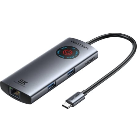Docking USB Tipo-C Vention TQZHB/ RJ45/ 2xUSB/ 1xUSB Tipo-C/ 1xHDMI/ 1xUSB Tipo-C PD/ Gris - Imagen 2