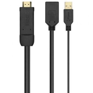 Cable Conversor 4K Aisens A122-0642/ HDMI Macho – DisplayPort Hembra – USB Macho/ Hasta 10W/ 2250Mbps/ 10cm + 10cm/ Negro