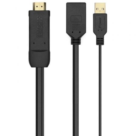 Cable Conversor 4K Aisens A122-0642/ HDMI Macho - DisplayPort Hembra - USB Macho/ Hasta 10W/ 2250Mbps/ 10cm + 10cm/ Negro - Imagen 2