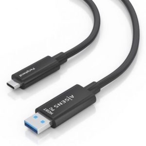 Cable USB 3.2 Tipo-C AOC Aisens A157-0925/ USB Tipo-C Macho – USB Macho/ 10Gbps/ 15m/ Negro