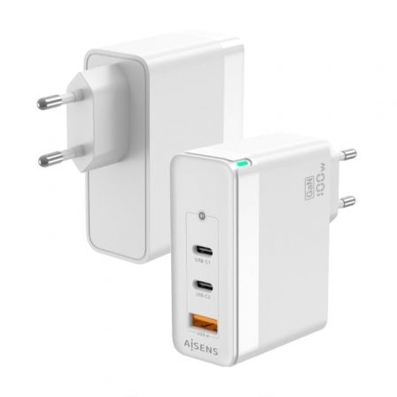 Cargador de Pared GaN Aisens ASCH-100W3P008-W/ 2xUSB Tipo-C/ 1x USB/ 100W - Imagen 3