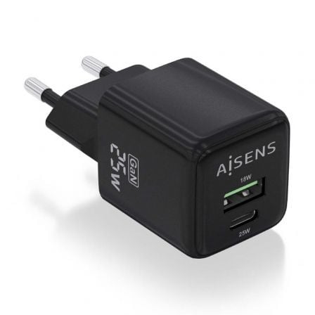 Cargador de Pared GaN Aisens ASCH-25W2P015-BK/ 1xUSB Tipo-C/ 1xUSB/ 25W - Imagen 9