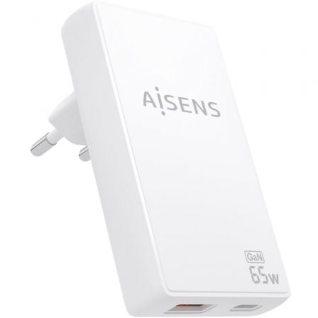 Cargador de Pared GaN Aisens ASCH-65W2P076-W/ 1xUSB Tipo-C/ 1xUSB/ 65W/ Blanco - Imagen 3