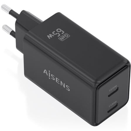 Cargador de Pared GaN Aisens ASCH-65W2P079-BK/ 2xUSB Tipo-C/ 65W/ Negro - Imagen 8
