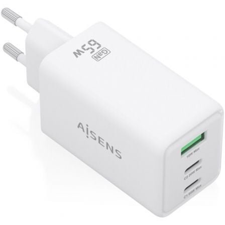 Cargador de Pared GaN Aisens ASCH-65W3P072-W/ 2xUSB Tipo-C/ 1xUSB/ 65W/ Blanco - Imagen 7
