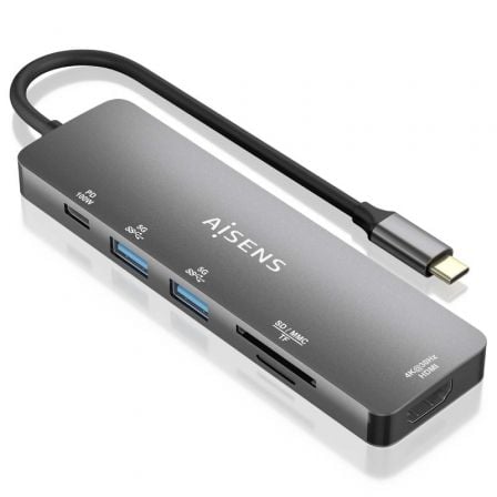 Docking USB Tipo-C Aisens ASUC-6P016-GR/ 1xHDMI 4K/ 2xUSB/ 1xLector Tarjetas/ 1xUSB Tipo-C PD/ Gris - Imagen 8