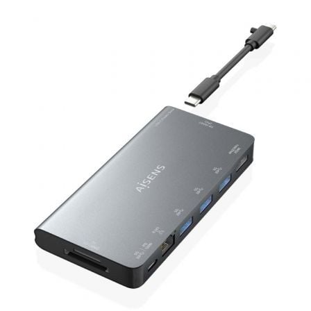 Docking USB Tipo-C Aisens ASUC-8P015-GR/ 1xHDMI 4K/ 3xUSB/ 1xRJ45/ 1xLector Tarjetas / 1xUSB Tipo-C/ Gris - Imagen 3