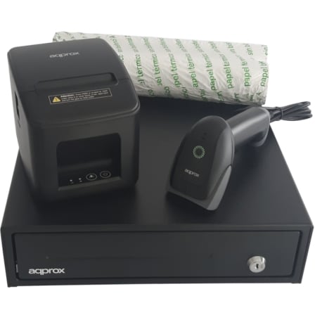 Pack para TPV Approx appPOSPACK3380USB-2D/ Cajón Portamonedas + Impresora Térmica de Tickets + Lector de Códigos + Rollos Térmicos - Imagen 2