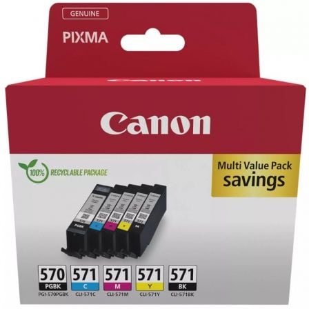 Cartucho de Tinta Original Canon PGI-570 + CLI-571 Multipack/ Cian/ Magenta/ Amarillo/ Negro - Imagen 9