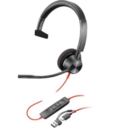 Auricular Poly Blackwire 3310 para Microsoft Teams + Adaptador USB-C/A/ con Micrófono/ USB Tipo-C/ Negro - Imagen 9