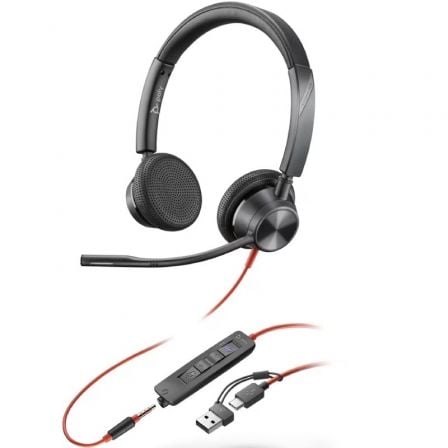 Auriculares Poly Blackwire 3225 para Microsoft Teams + 3.5 mm + Adaptador USB-C/A/ con Micrófono/ Jack 3.5 - USB Tipo-C/ Negros - Imagen 9