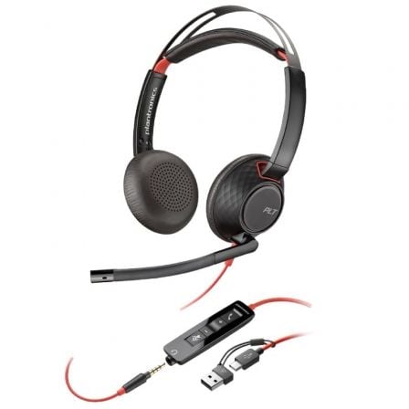 Auriculares Poly Blackwire 5220 USB-C + 3.5 mm + Adaptador USB-C/A/ con Micrófono/ Jack 3.5 - USB Tipo-C/ Bulk/ Negros - Imagen 4