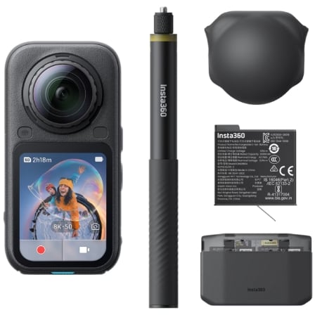 Cámara Digital Deportiva Insta360 X6 Pack Essential/ 8K/ Ángulo de visión 360º/ Negra/ Incluye Stick, Baterías, Bolsa y Capuchón de Lente - Imagen 2