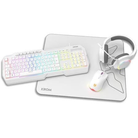 Pack Gaming Krom Kenta/ Teclado RGB + Ratón + Alfombrilla + Auriculares/ Blanco - Imagen 7