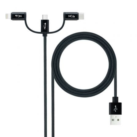 Cable USB 2.0 Nanocable 10.01.3200/ Lightning Macho - Micro USB Macho/ USB Tipo-C Macho/ 480Mbps/ 1m/ Negro - Imagen 8